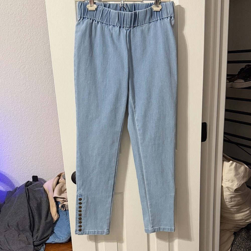 Soft surroundings Light Blue Button-Detail Pants petite small